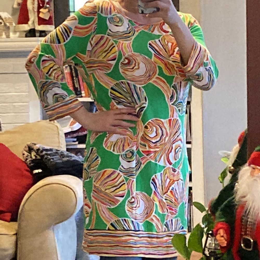 TRINA TURK 3/4 sleeve midi mini colorful printed dress viscose blend
